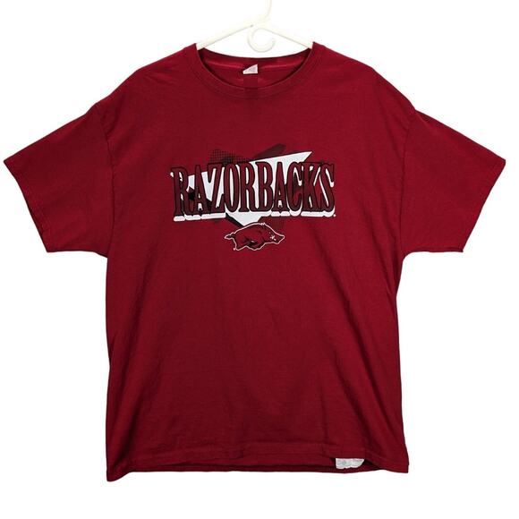 Arkansas Razorbacks Graphic T Shirt Mens XL Red Hanes Woo Pig NCAA SEC Hogs - Picture 1 of 6